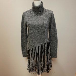 Fala Grey Fringe Turtleneck Sweater